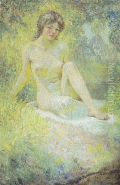 Sunlit Nude Oil Painting by William Henry Clapp