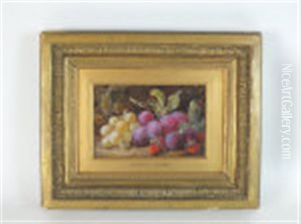 Still Life With Grapes, Plums And Strawberries Oil Painting by George Clare