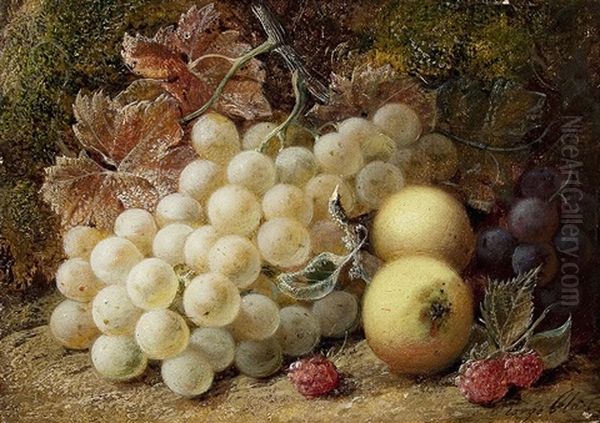 Fruchtestilleben Mit Trauben, Himbeeren Und Apfeln Oil Painting by George Clare