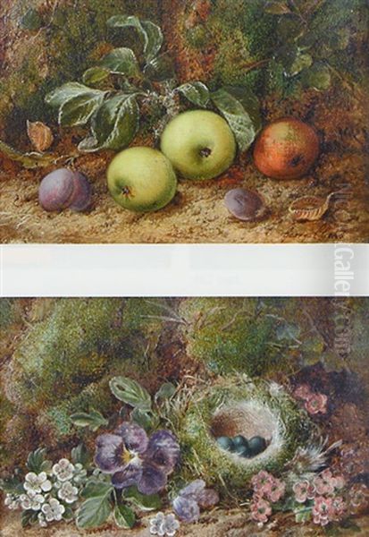 A Still Life Of Plums And Apples Oil Painting by George Clare