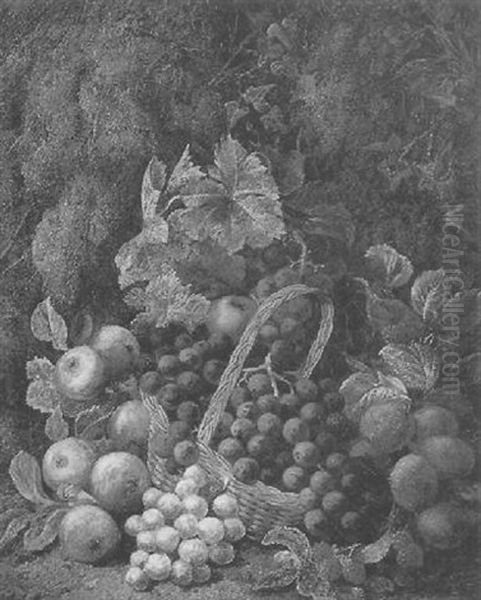 Still Life With Grapes, Plums And Apples Oil Painting by George Clare