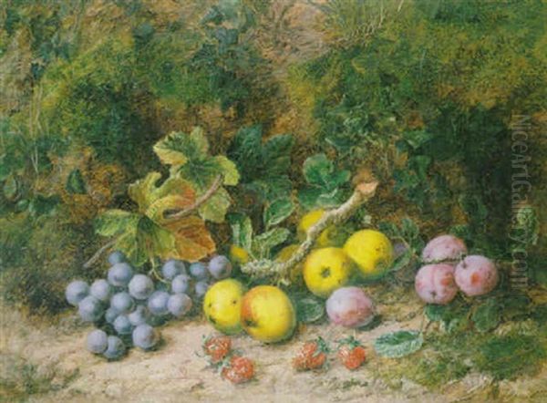 Still Life With Grapes, Plums, Apples And Strawberries Oil Painting by George Clare