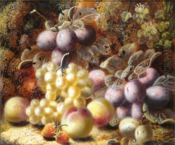 Still Lifes Of Fruit On A Mossy Bank Oil Painting by Oliver Clare