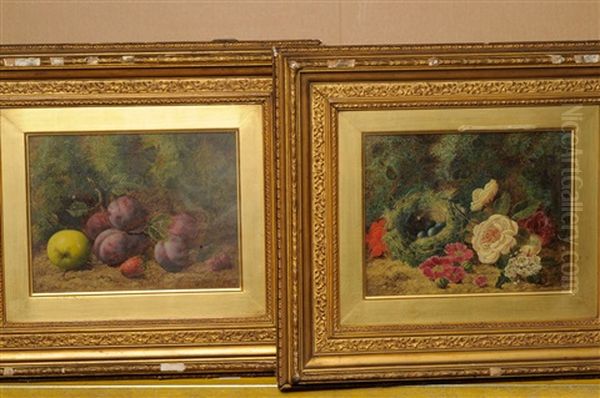 Still Life Of Fruit (+ Still Life Of A Bird's Nest With Eggs; Pair) Oil Painting by Oliver Clare