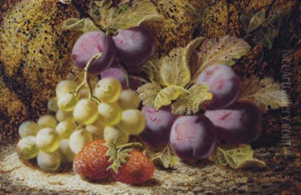 Still Life Of Fruits (+ Another; Pair) Oil Painting by Oliver Clare