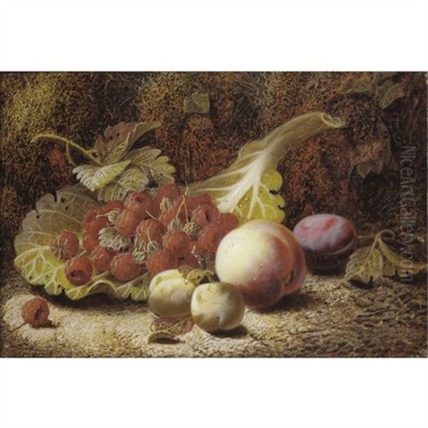 Still Life With Grapes (+ Still Life With Raspberries; Pair) Oil Painting by Oliver Clare