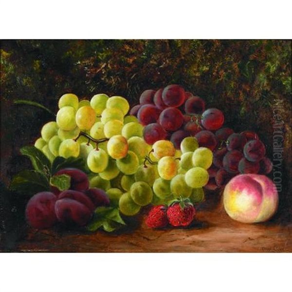 A Still Life With Grapes And Other Fruit Oil Painting by Oliver Clare