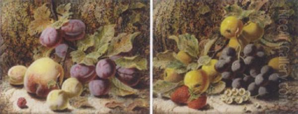 Apples, Grapes And Strawberries Oil Painting by Oliver Clare