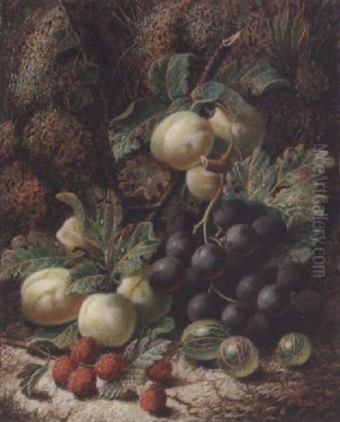 Mixed Fruit By A Bank Oil Painting by Oliver Clare