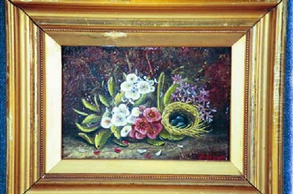 Flowers With Bird's Nest Oil Painting by Oliver Clare