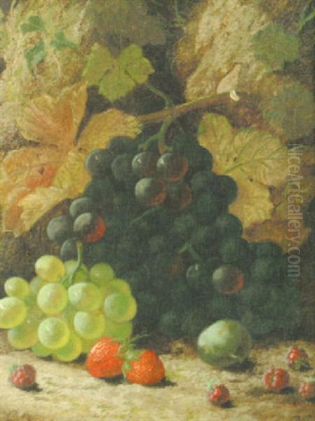 Fruit By A Mossy Bank Oil Painting by Oliver Clare