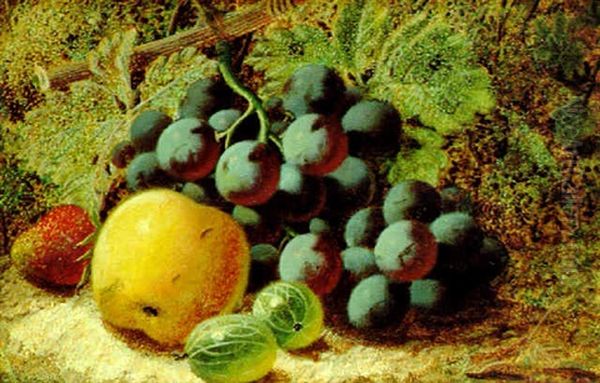 Fruits By A Mossy Bank Oil Painting by Oliver Clare