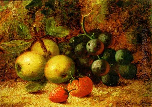 Still Life With Apples, Grapes And Strawberries Oil Painting by Oliver Clare