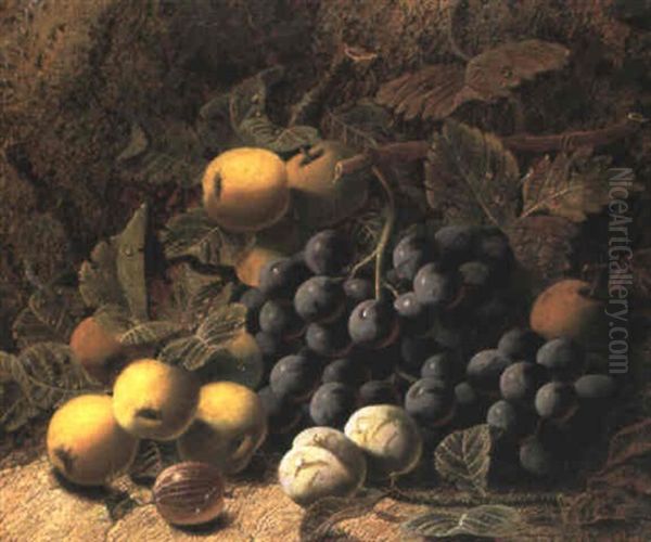 Still Life With Grapes And Other Fruit Oil Painting by Oliver Clare