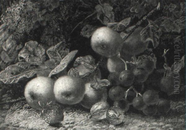 Still Life Study Of Apples, Grapes And Other Fruit Oil Painting by Oliver Clare