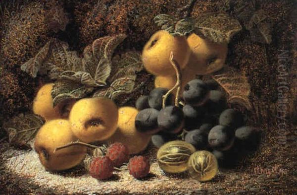 Grapes, Crab Apples, Raspberries And Gooseberries Oil Painting by Oliver Clare