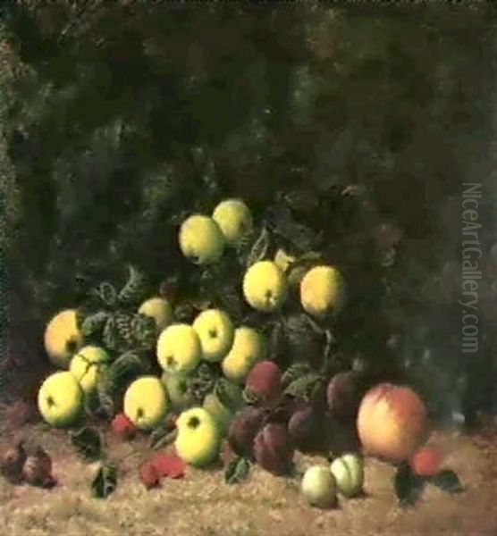 Fruit Still Life In A Natural Setting Oil Painting by Oliver Clare