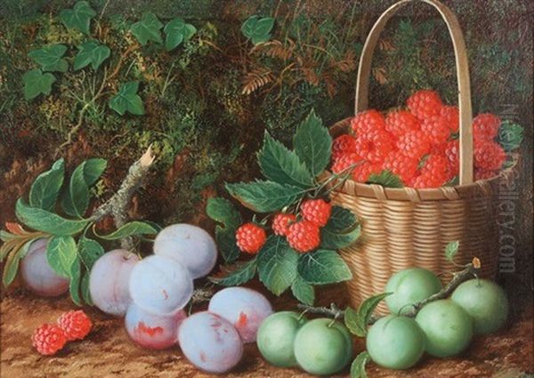 Still Life With Plums And Berries Oil Painting by Vincent Clare