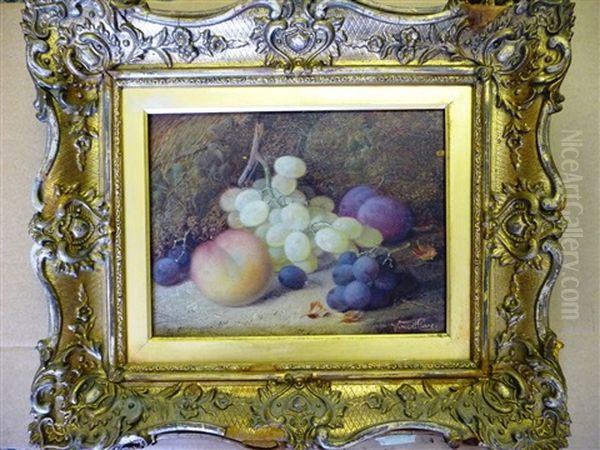 Still Life Of Fruit Against A Mossy Bank Oil Painting by Vincent Clare