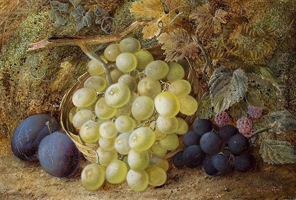 Obststilleben Mit Trauben, Pflaumen Und Brombeeren Oil Painting by Vincent Clare