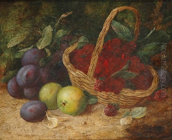 Still Life With Plums And Raspberries Oil Painting by Vincent Clare