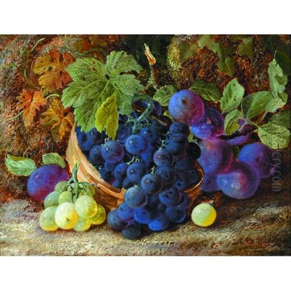 Plums On A Mossy Bank Oil Painting by Vincent Clare