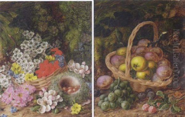 Still Life With A Basket And Fruit Oil Painting by Vincent Clare