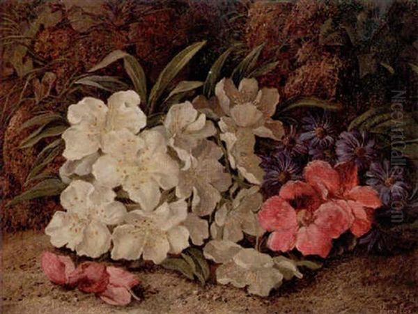 Stilleben Med Blommor Pa Mossig Hall Oil Painting by Vincent Clare