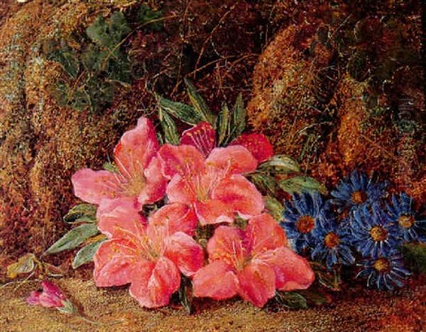 A Study Of Flowers On A Mossy Bank Oil Painting by Vincent Clare