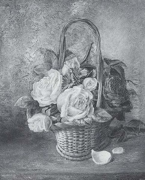 Roses In A Basket Oil Painting by Vincent Clare