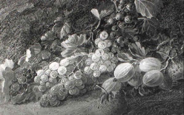 Still Life Of Currants, Strawberries And Gooseberries Oil Painting by Vincent Clare