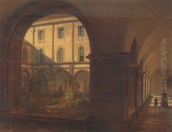 Innenhof Des Volkskundemuseums In Innsbruck Oil Painting by Leopold von Claricini-Dornpacher