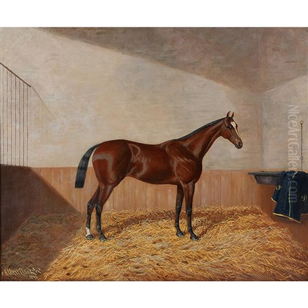 Horse In A Stable Oil Painting by Albert Clark