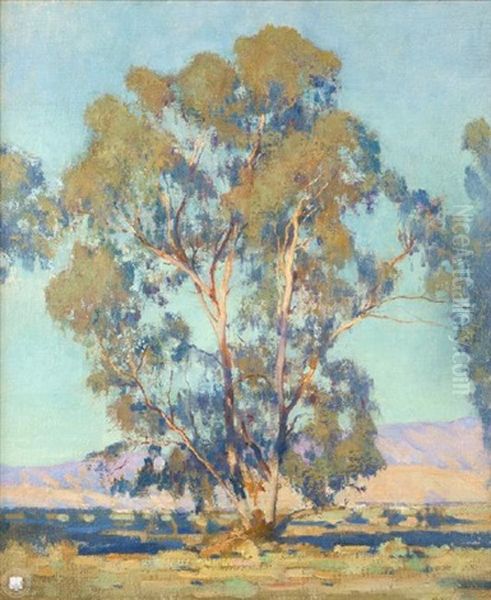 Eucalyptus Tree In A Landscape Oil Painting by Alson Skinner Clark