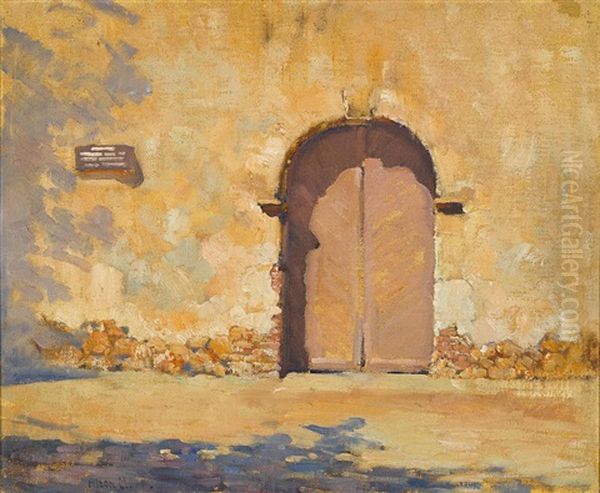 Old Mission Door, St. Gabriel Oil Painting by Alson Skinner Clark