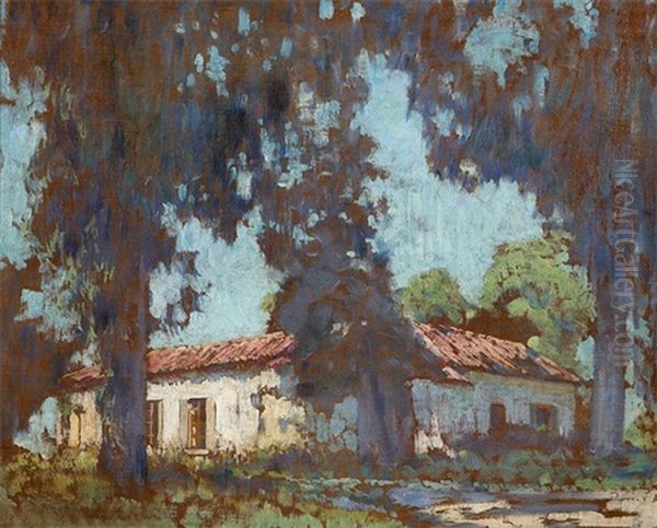 Adobe In A Eucalyptus Landscape Oil Painting by Alson Skinner Clark