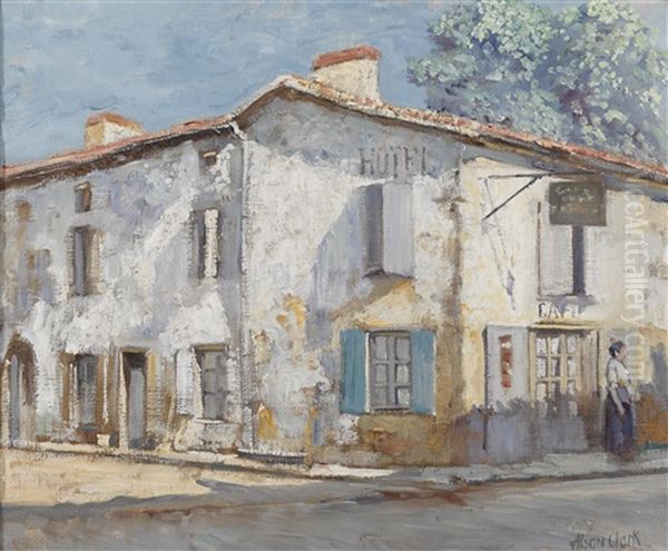 Street In La Roche, France Oil Painting by Alson Skinner Clark