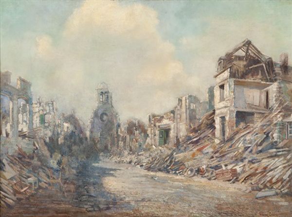 Aftermath Of War - Bailleul, World War I Oil Painting by Alson Skinner Clark