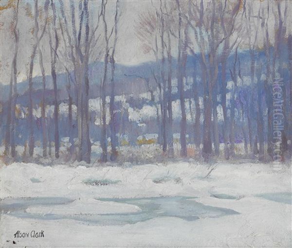 Snow Scene, Duxbury, Massachusetts Oil Painting by Alson Skinner Clark