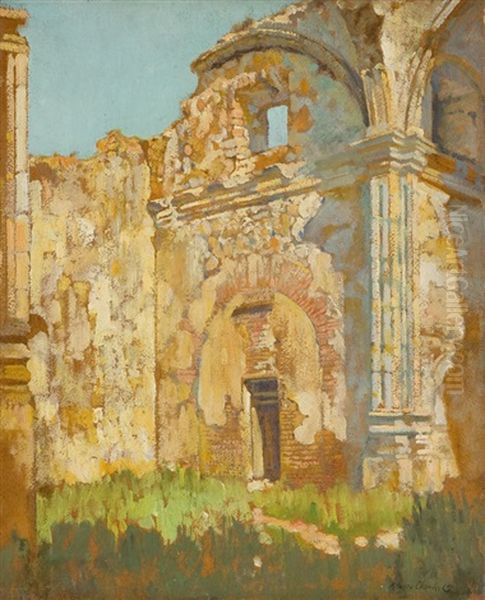 Ruined Basilica - San Juan Capistrano Oil Painting by Alson Skinner Clark