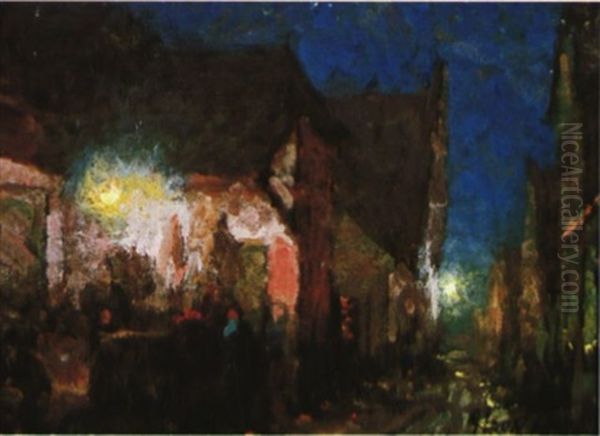 Night Time, Chicago Oil Painting by Alson Skinner Clark