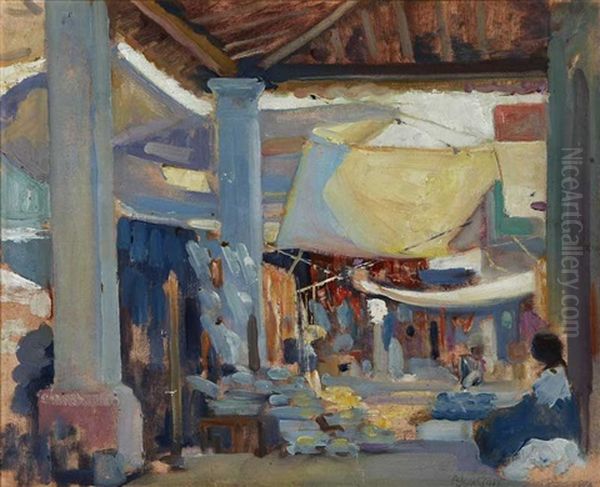 Marketplace In Iguala, Mexico Oil Painting by Alson Skinner Clark