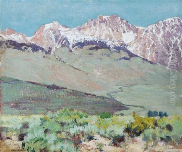 Snow Capped Mountain Landscape Oil Painting by Alson Skinner Clark