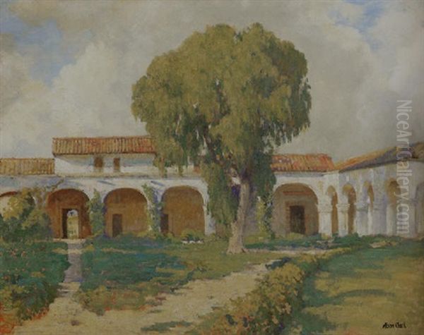 San Juan Capistrano Mission Oil Painting by Alson Skinner Clark