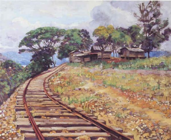 Rail Line, Panama Oil Painting by Alson Skinner Clark