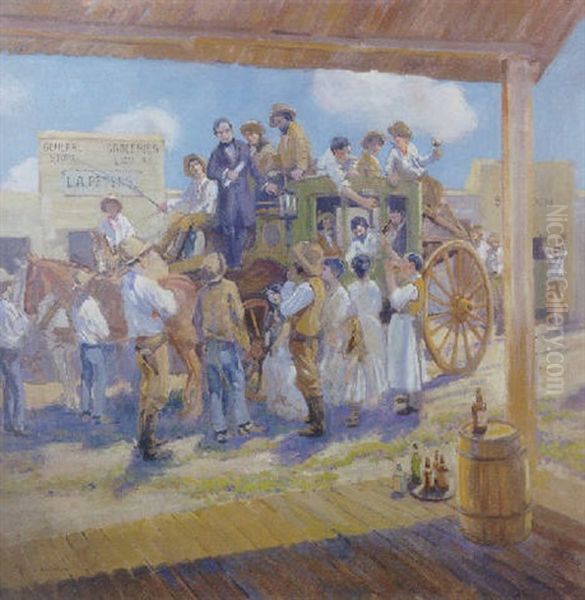 Governor Burnett Delivering The Charter Of Statehood To San Jose, California Oil Painting by Alson Skinner Clark