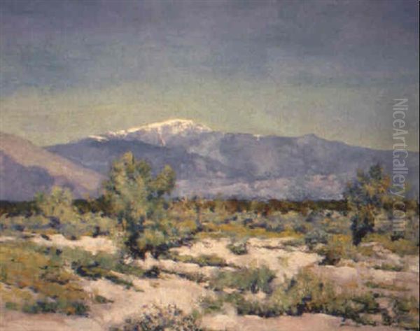 Snow Covered Mountain From Desert Wash Oil Painting by Alson Skinner Clark