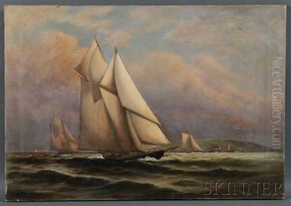 Yacht Race With Storm Looming Oil Painting by C. Myron Clark