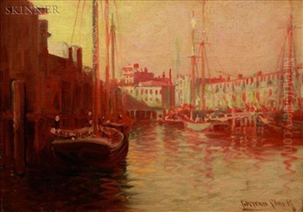 Boston Harbor Oil Painting by C. Myron Clark