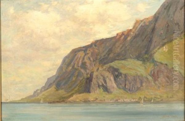 Monte Pellegrino From Mondello, Sicilia Oil Painting by C. Myron Clark